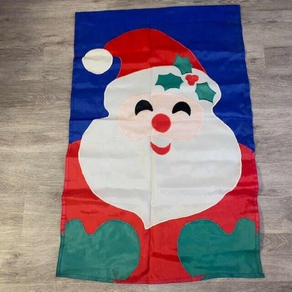 New Creative Enterprises Santa Applique Double Sided Garden Yard Flag 28" x 42"